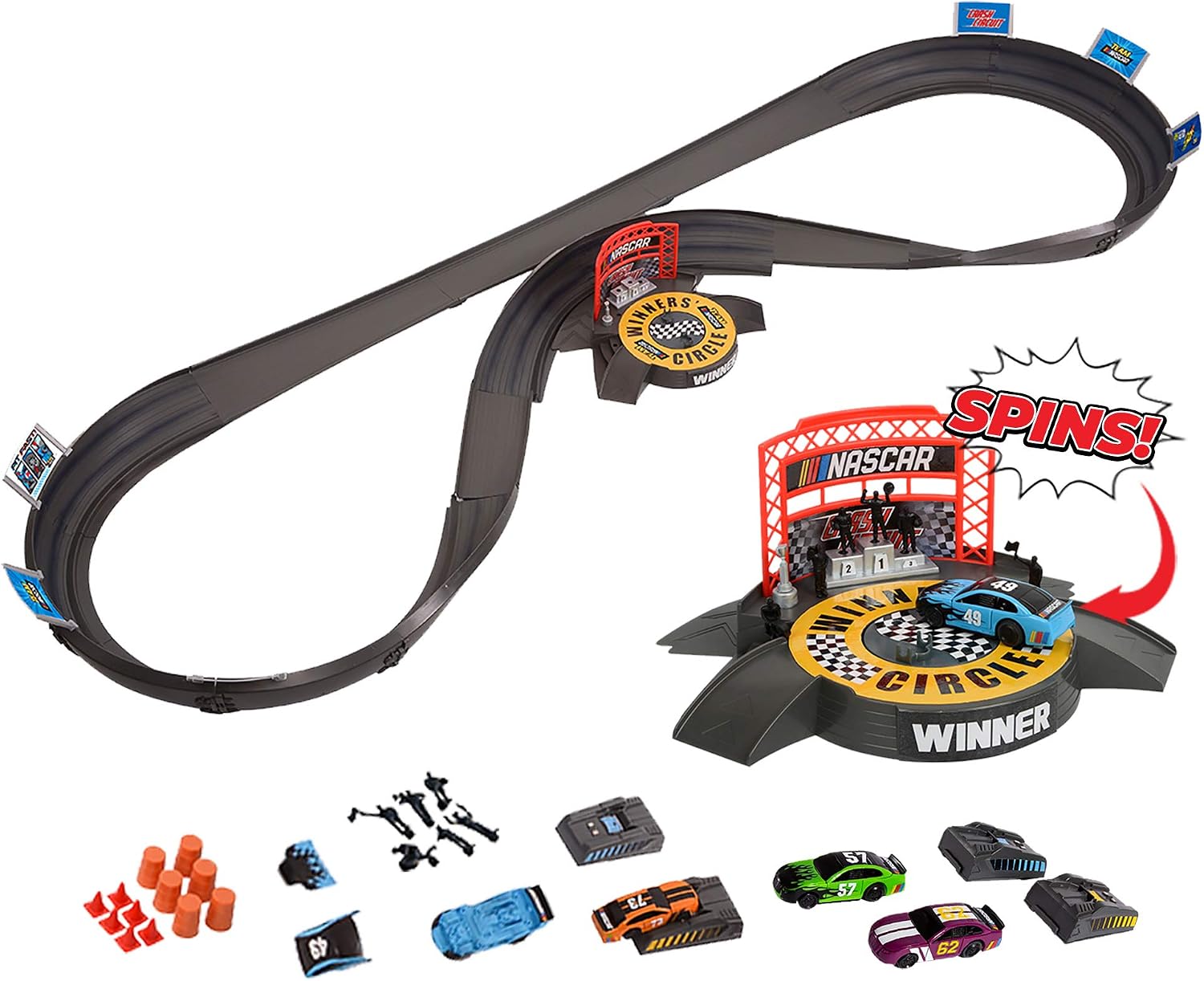 Slot Car Race Track Sets | NASCAR Crash Circuit Short Track | 2 Electric Powered Cars with Flash Chargers | Race Tracks for Kids Ages 4-8 | Car