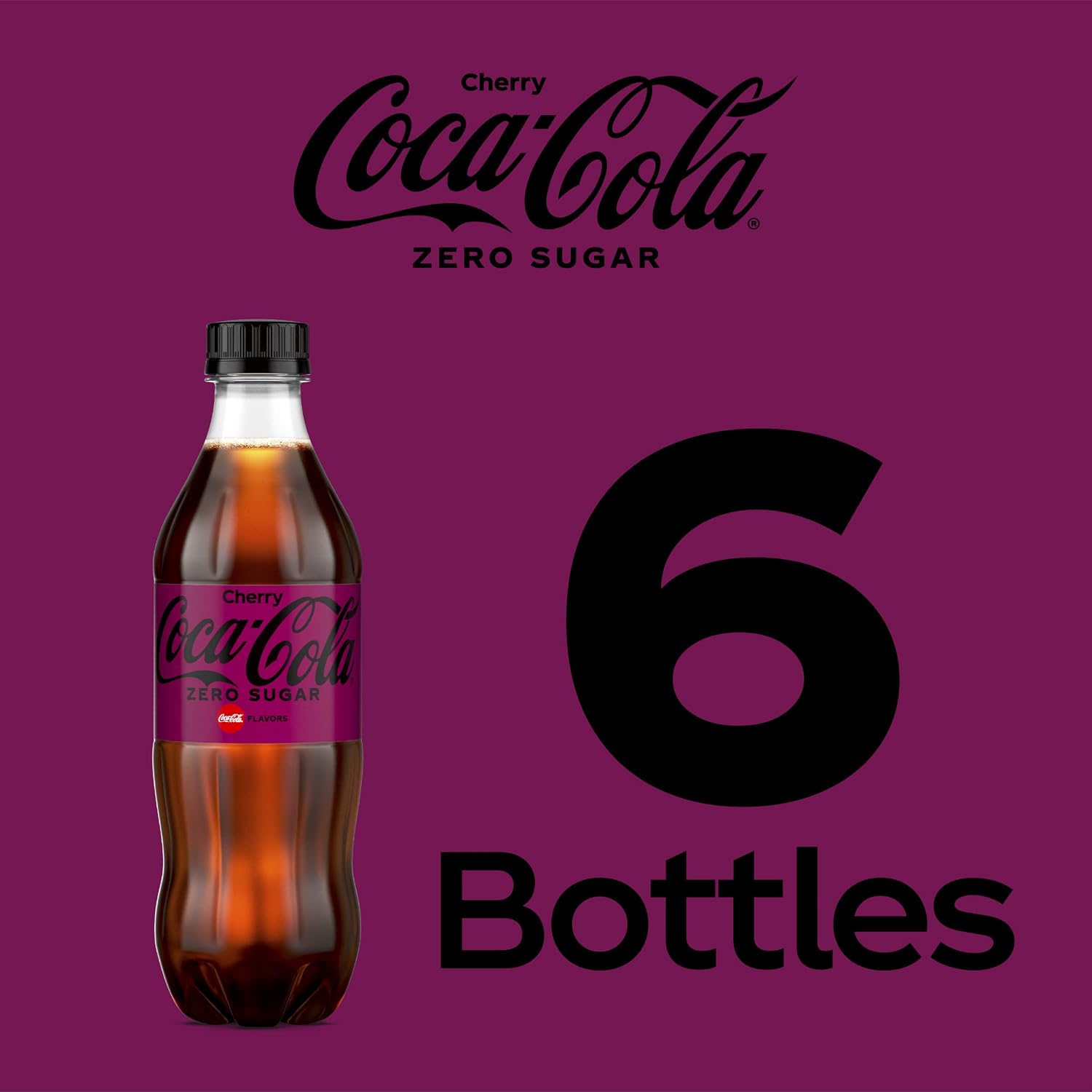 Coca-Cola Zero Sugar Cherry Soda Soft Drink Bottles, 16.9 fl oz, 6 Pack