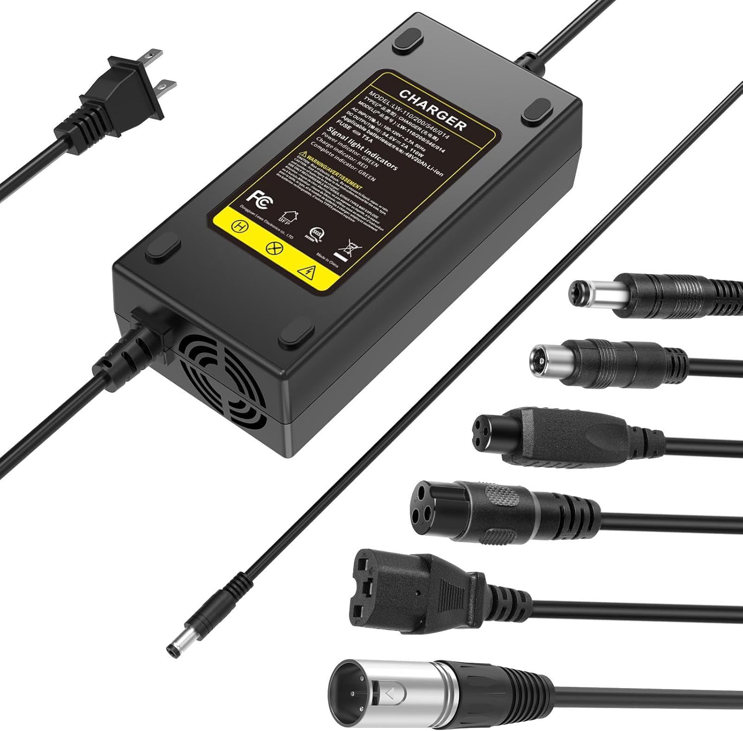 36V 1.8A Female 3-Pin XLR Lead Acid Battery Charger with 3-Prong Inline Power Supply Cord for 36V Boreem Jia, Minimoto, Rad2Go, Electric Scooter, ATV