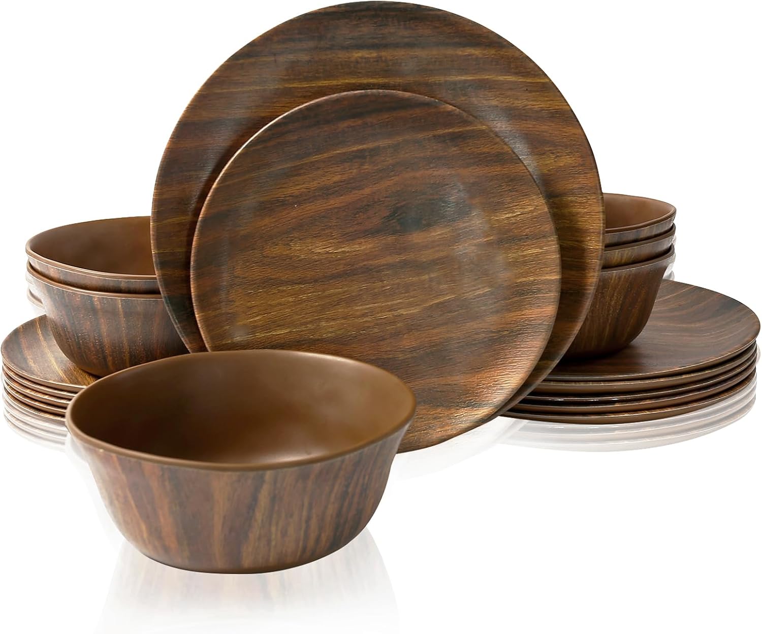 TP 18-Piece Dinnerware Set, Melamine Dishes Set with Bowls and Plates, Service for 6, Non-breakable Lightweight Dining Tableware, Teal