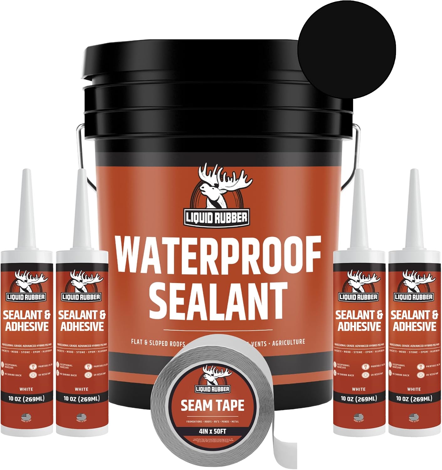 Liquid Rubber Waterproof Sealant - Roof & Gutter Coating, Black, 1 Quart | DIY Leak Repair Coating, Flexible Elastomeric Waterproofing Membrane for Flat & Low-Slope Roofs, Gutters, Concrete, Plywood