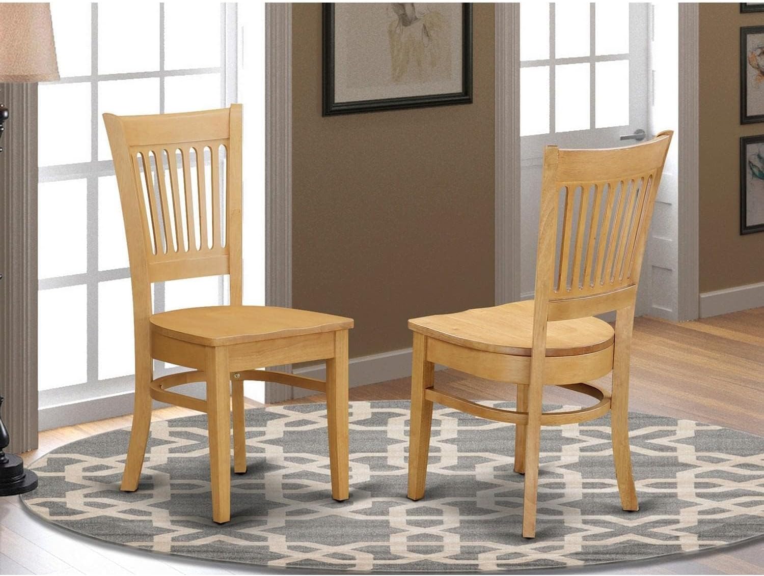 East West Furniture VAC-ESP-W Vancouver Kitchen Dining Chairs - Slat Back Wood Seat Chairs, Set of 2, Espresso
