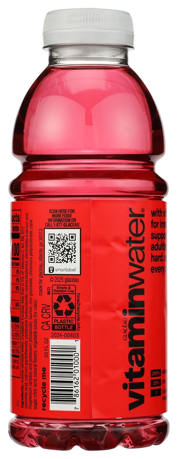 vitaminwater Power-C Dragonfruit Water Beverage, 16.9 fl oz, 6 pack | Bottled, nutrient-enhanced flavored water drink with 90 calories per bottle, antioxidants, and vitamins