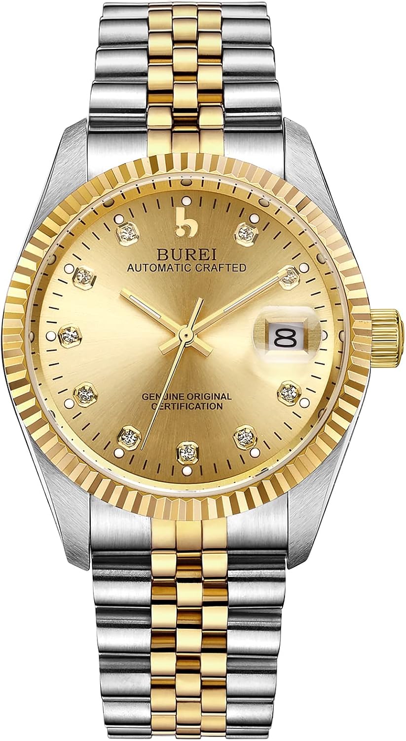 BUREI Men's Luxury Automatic Watch Fashion Waterproof Mechanical Watch, Adjustable Stainless Steel Two Tone Strap,Gift for Men
