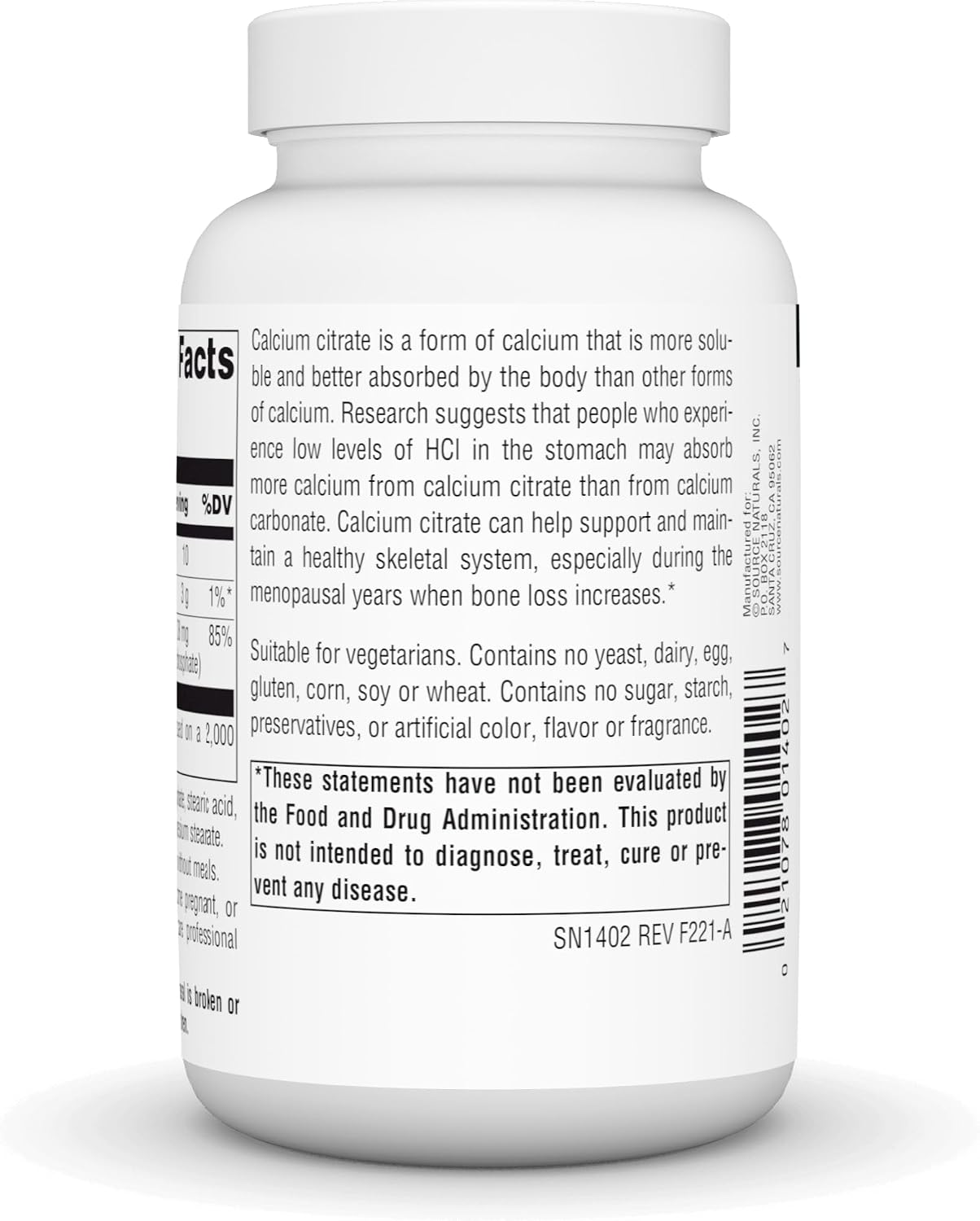 SOURCE NATURALS Calcium Citrate 1,000 mg of Calcium per Serving, 90 Count