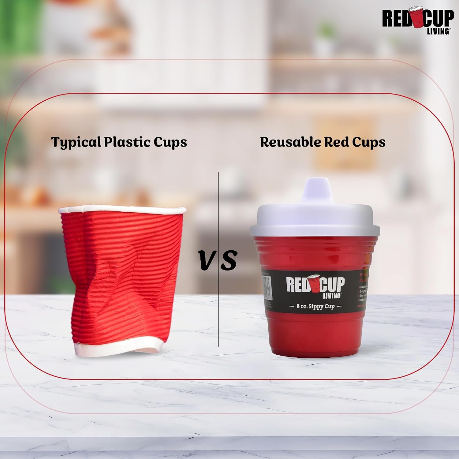Red Cup Living Trainer Baby Sippy Cup 8 Oz BPA-Free Spill Proof, No Spill Non-Toxic Dishwasher Safe, Leak-Proof Lid, Easy Grip for Toddlers, Girls