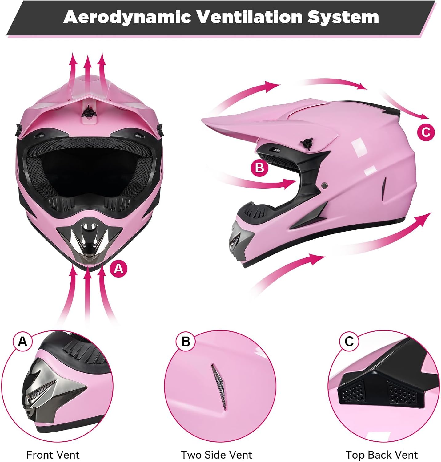 Youth Kids Dirt Bike Motocross Helmet (Goggles Gloves Face Mask) 4PCS Set, DOT Approved Full Face Motorcycle Helmets