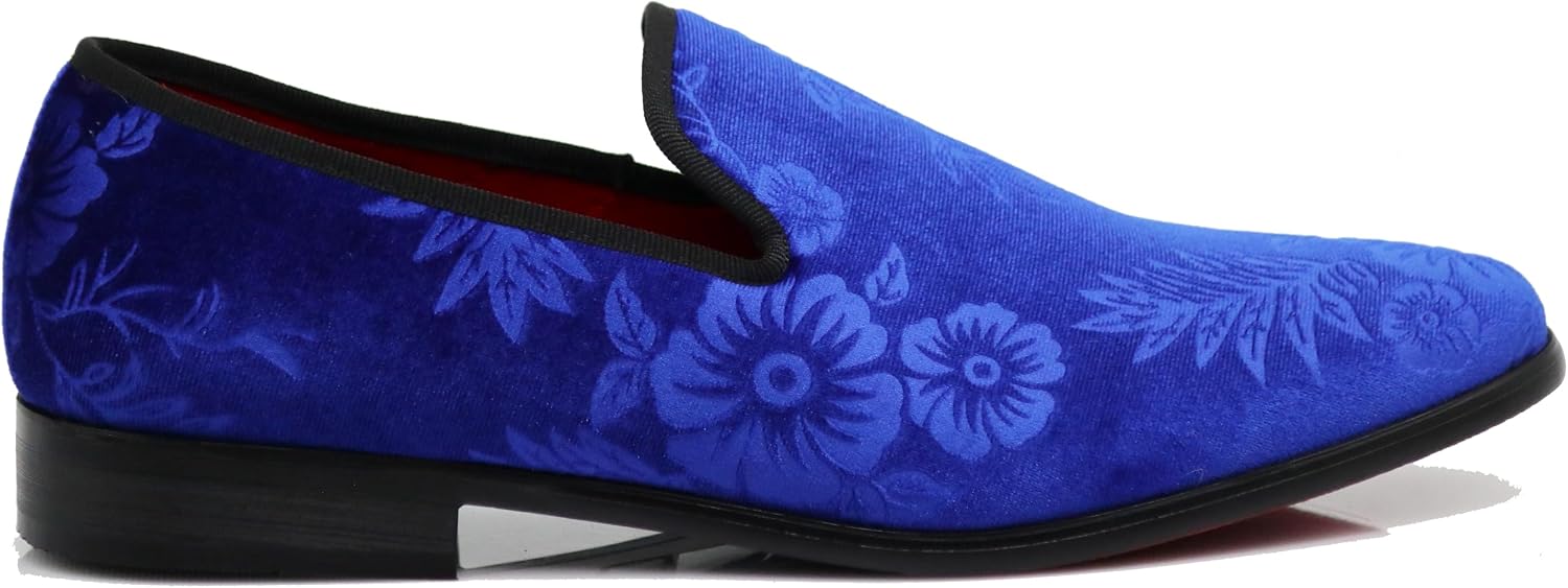 SPK35 Men's Vintage Velvet Flower Designer Dress Loafers Slip On Shoes Classic Tuxedo Dress Shoes