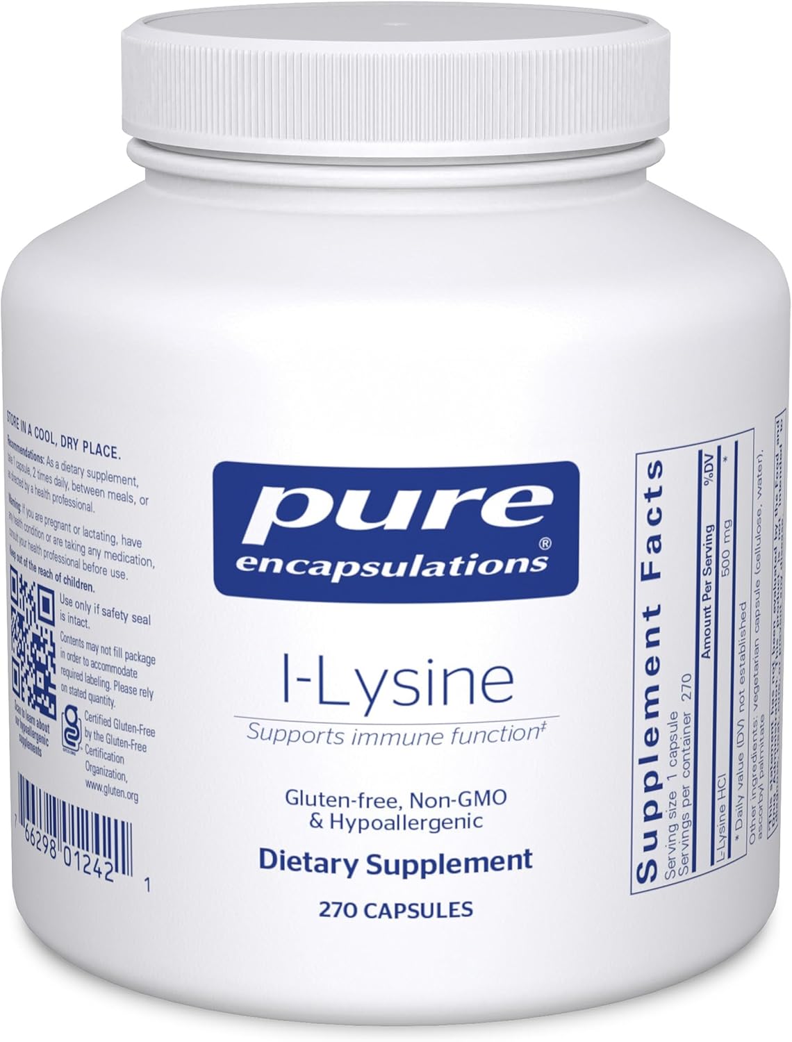 Pure Encapsulations L-Lysine - Essential Amino Acid Supplement for Immune Support & Gum, Lip Health* - with L-Lysine HCl - 90 Capsules | Essential Amino Acid Supplement for Immune Support, Gum Health, and Lip Health*