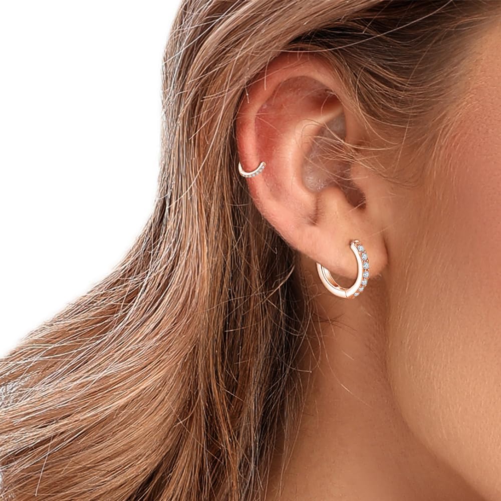 Dlihc 6 Pairs Sterling Silver Hoop and Stud Earrings Set for Women Men