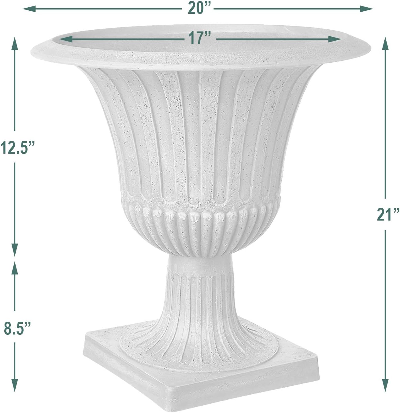 PSW HU40BK Bristol Urn Planter, 16 by 18-Inch, Black