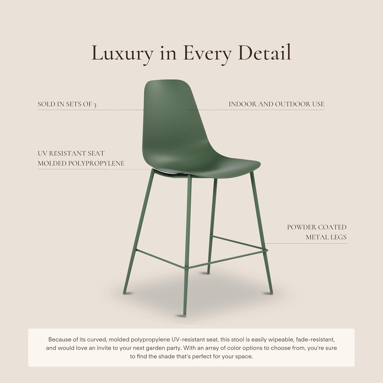 Poly & BARK Isla Modern Kitchen Chairs Set of 4 - Plastic Dining Chair with Metal Legs - Quick Assembly Simple Cafe Chairs Plastic for Indoor or