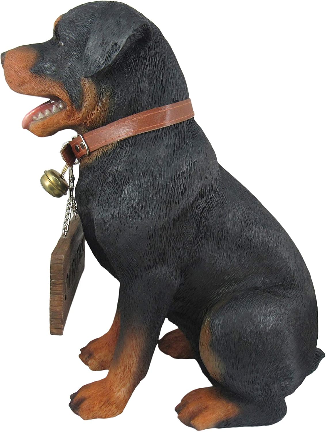 Rottweiler Outdoor Statue, 13 Inch Guard Dog with Reversible Sign