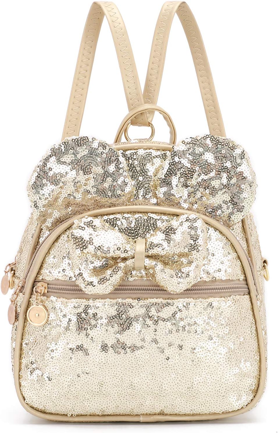 KL928 Girls Mini Backpack Bowknot Polka Dot Cute Small Daypacks Convertible Shoulder Bag Purse for Women