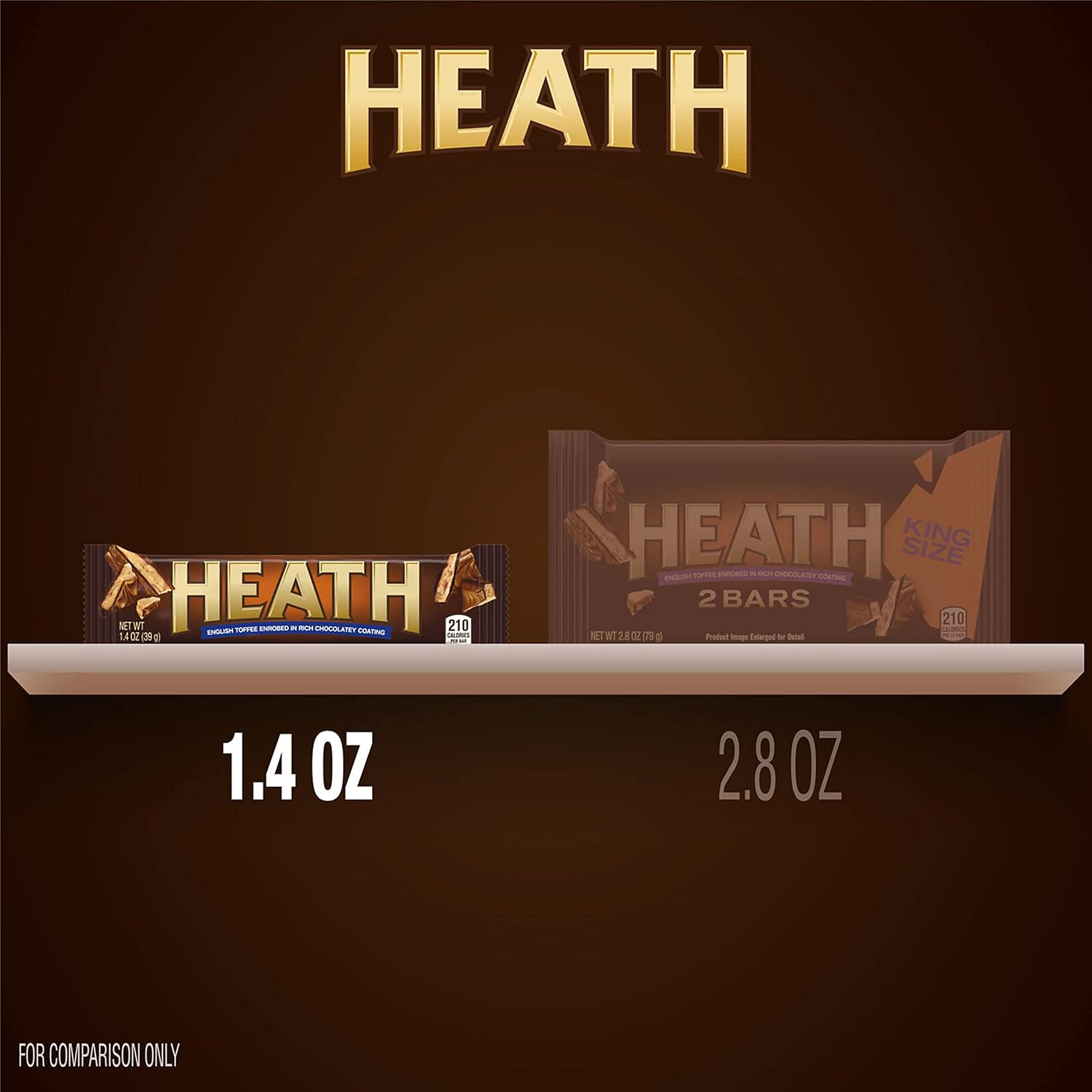 HEATH Chocolatey English Toffee Candy Bars, 1.4 oz, 18 ct | Crunchy English Toffee Bars Covered in Chocolatey Coating, Kosher and Individually Wrapped for Parties and Sharing, 18 ct