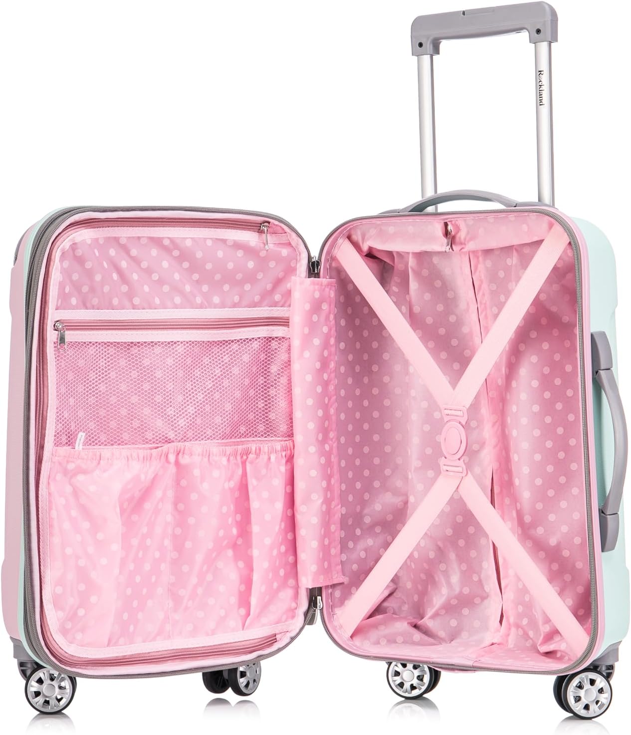 Rockland London Hardside Spinner Wheel Luggage, White, 3-Piece Set (20/24/28)