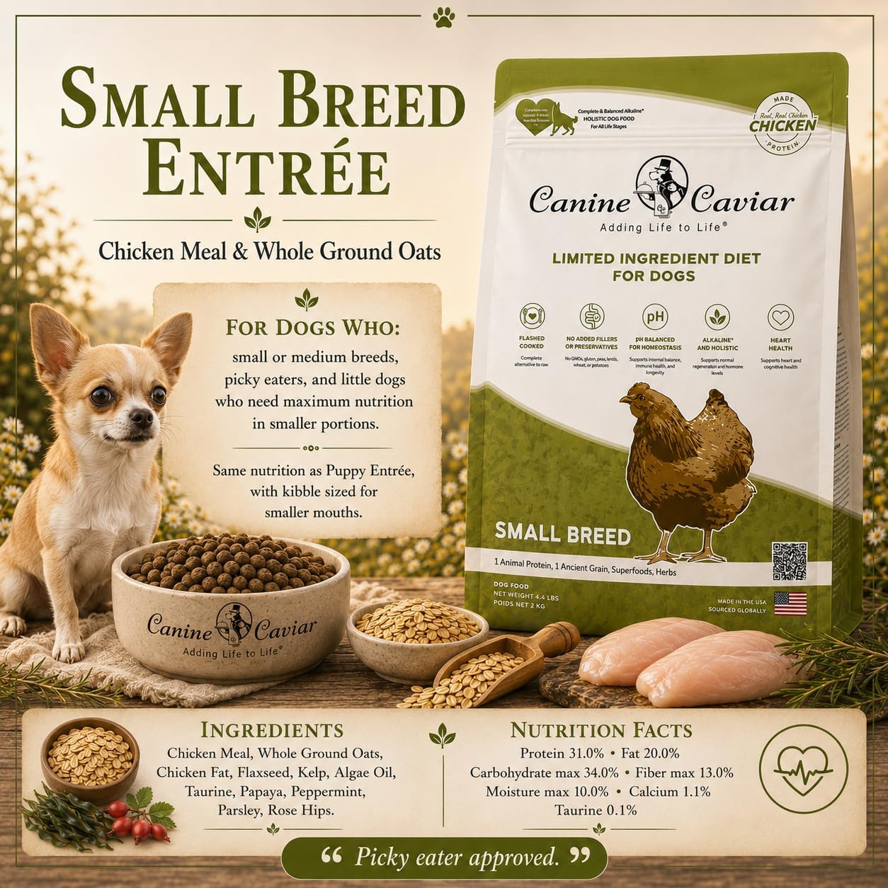 Canine Caviar - Open Range: Water Buffalo & Chickpea Alkaline Dry Dog Food, Limited Ingredients, Gluten-Free, Based on Science & Research, Veterinary Alternative Diet (22 Pound Bag)