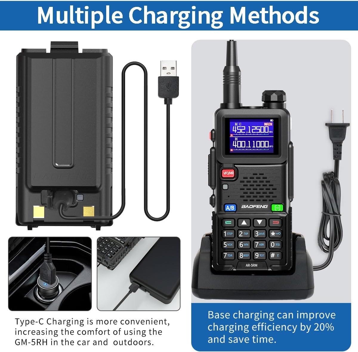 Baofeng Radio Ham Radio Handheld UV-5R Upgrade Long Range Rechargeable AR-5RM 10W NOAA Weather Emergency Tactical Two Way Radio with Programming