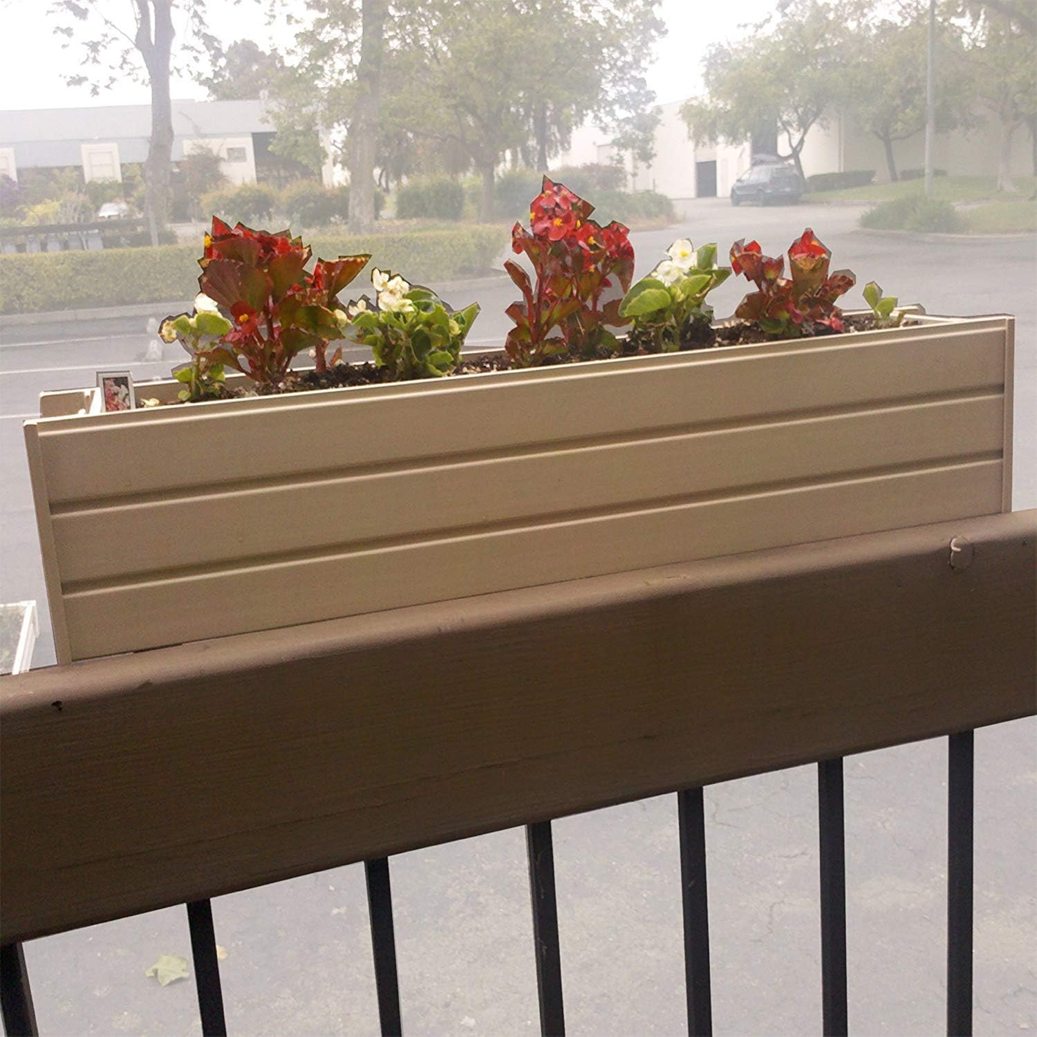 ECOFLEX 48" Window Box Planter, Moisture Resistant Outdoor Flower Box for Windows, Railings, or Fences, Weather Resistant Composite, No Tools Needed
