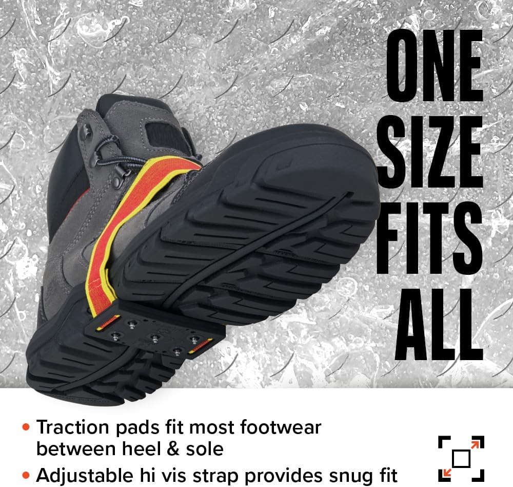 K1 Mid-Sole Ice Cleats for Men & Women - Rotatable Traction Aids For Winter Snow - Hi Vis - Low Profile