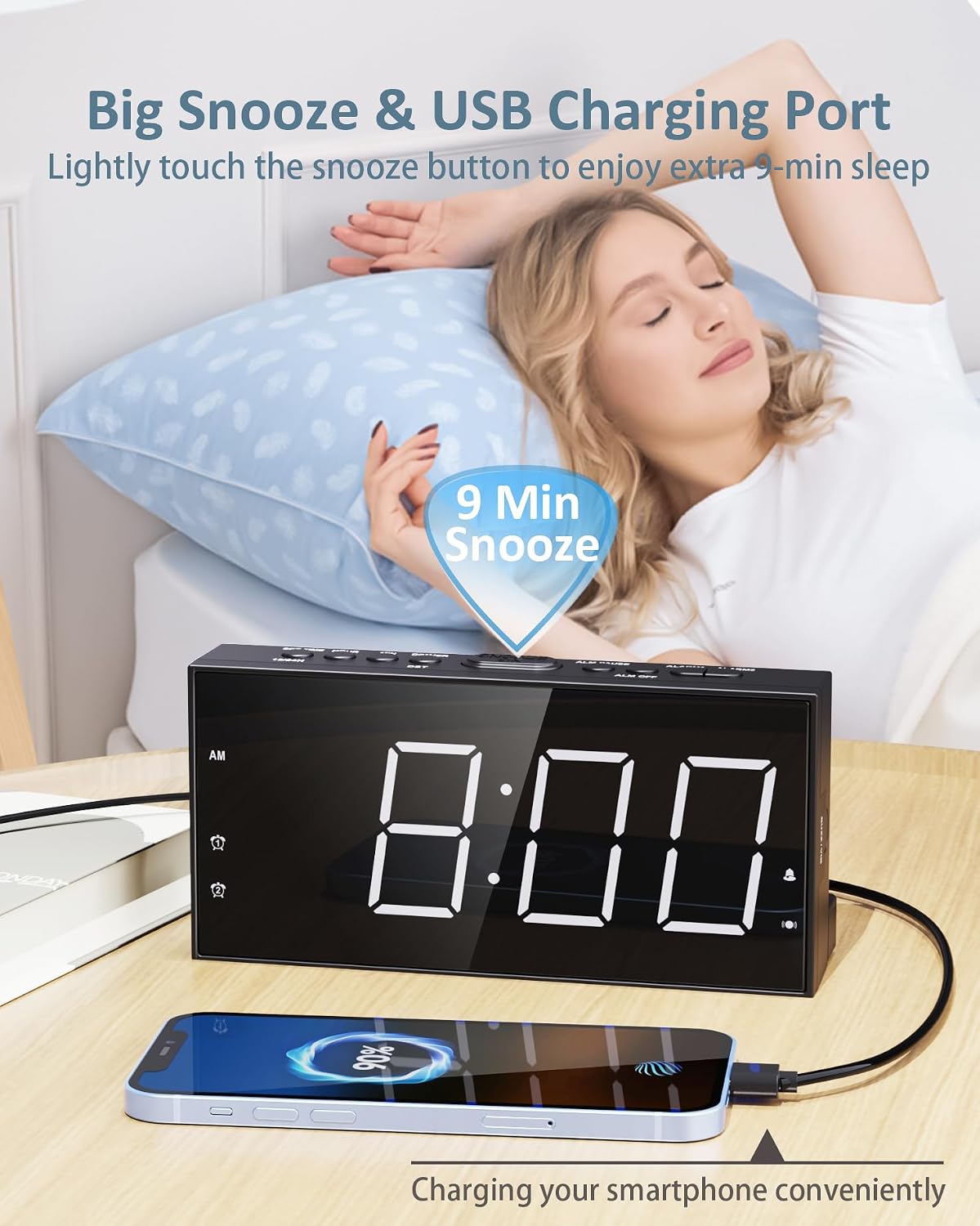 Alarm Clock with Bed Shaker, Vibrating Alarm Clock for Heavy Sleepers