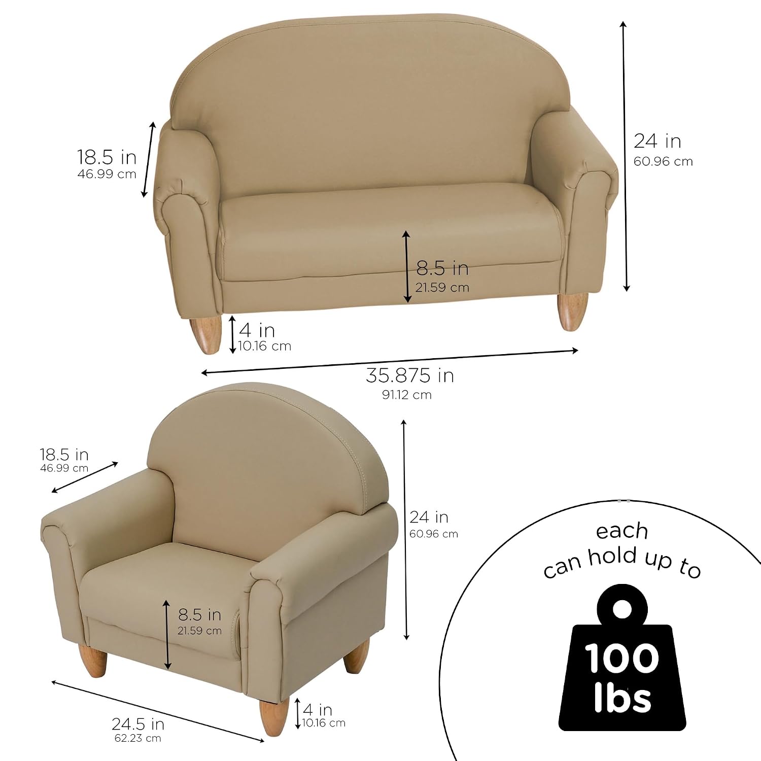 Children's Factory Upholstered Toddler Couch, Sofa, Deep Water