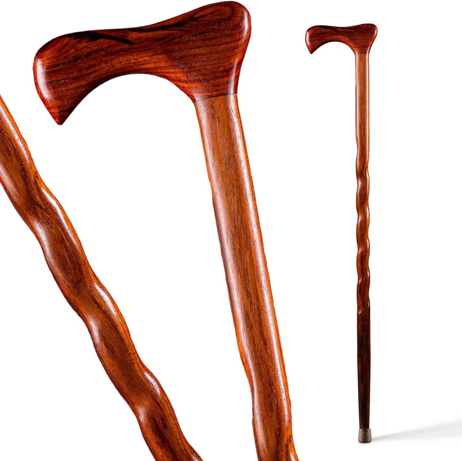 Brazos Handcrafted Wood Walking Cane, Twisted Cocobolo, Derby Style Handle, for Men & Women, Made in the USA, 37"
