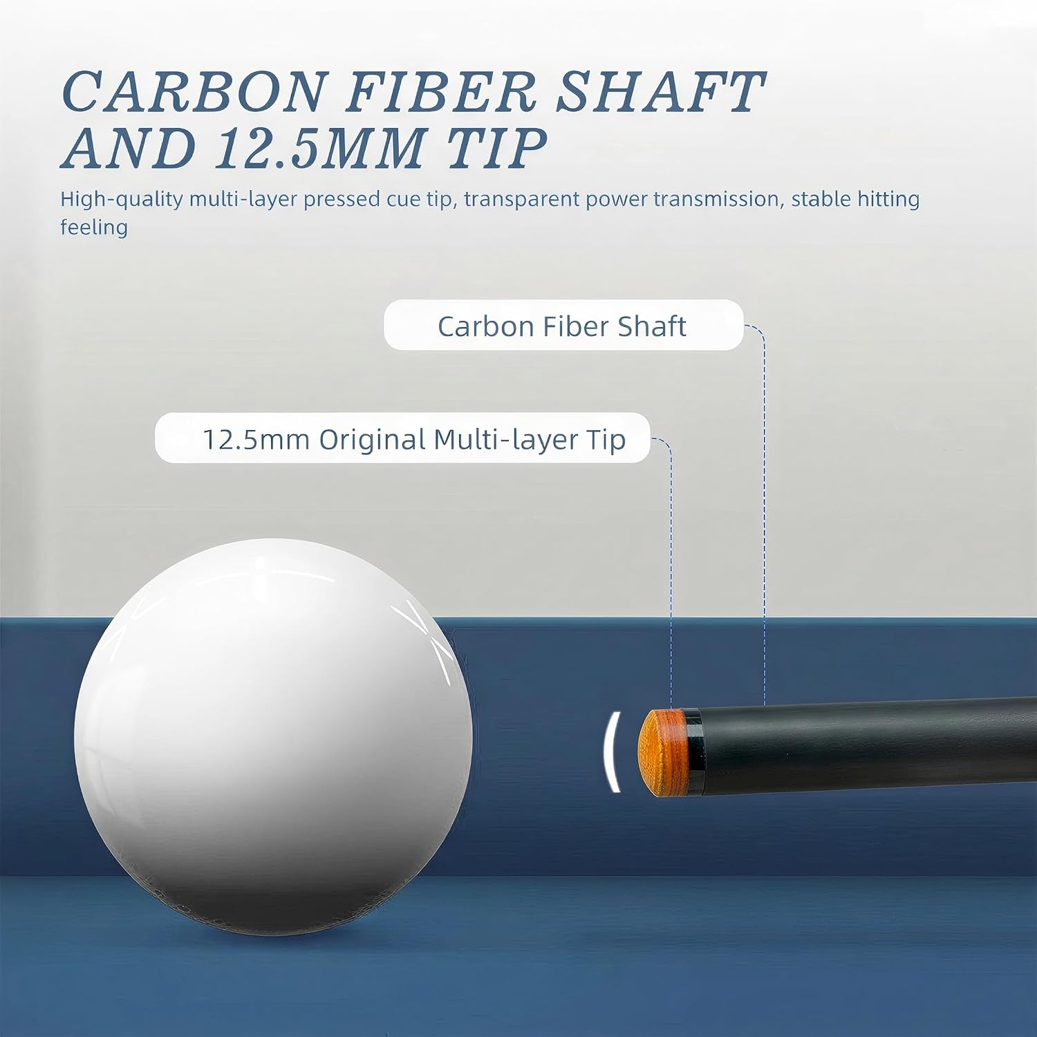 KONLLEN Carbon Fiber Pool Cue Stick 58-inch Professional Pool Sticks for Adults Full Carbon Technology Low Deflection Pool Cue Billiard Cues with 12.5mm Tip (Easy to Control, Pro Taper, Ultra-Smooth)