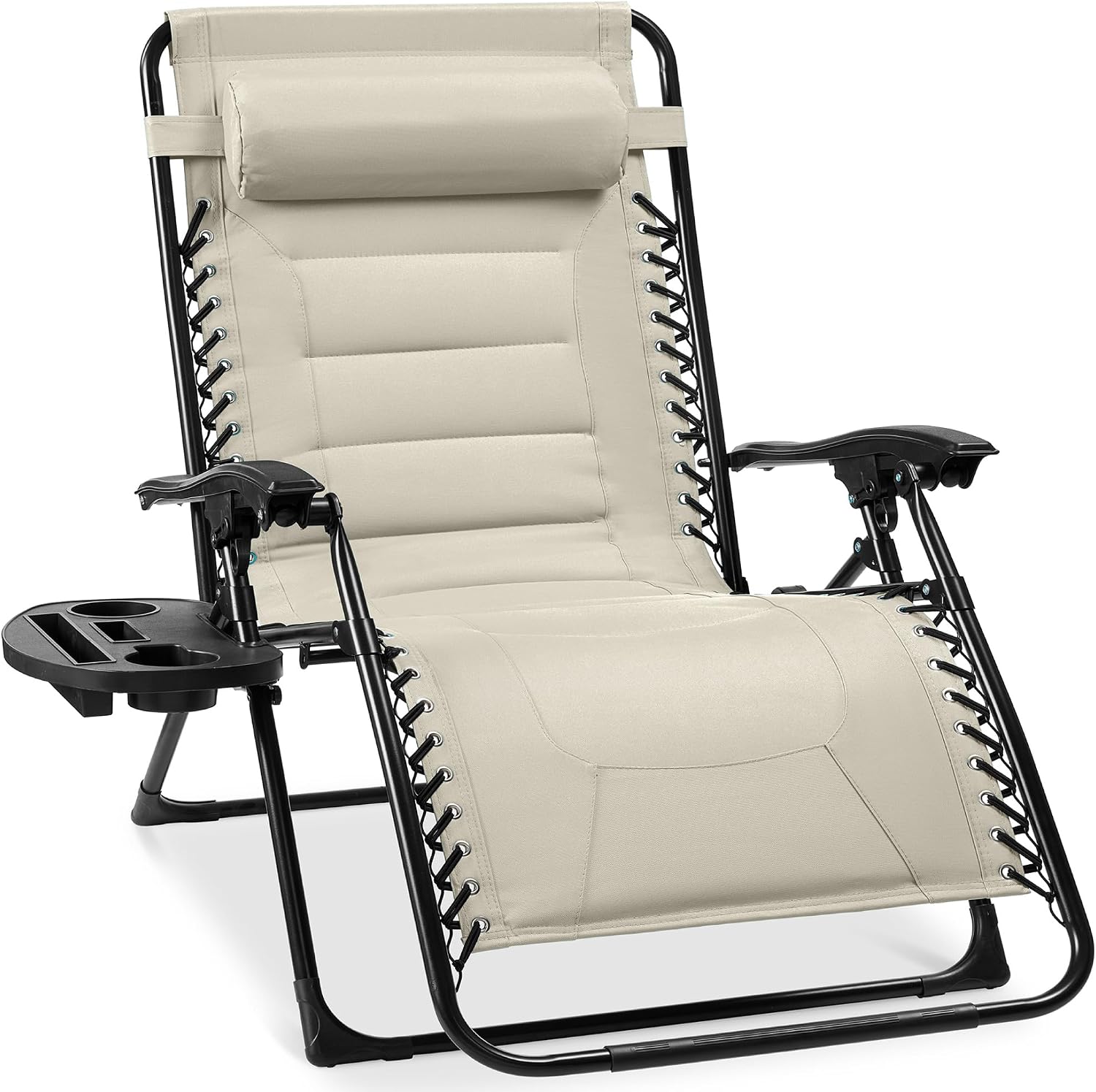 Best Choice Products Oversized Padded Zero Gravity Chair, Folding Outdoor Patio Recliner, XL Anti Gravity Lounger for Backyard w/Headrest, Cup Holder