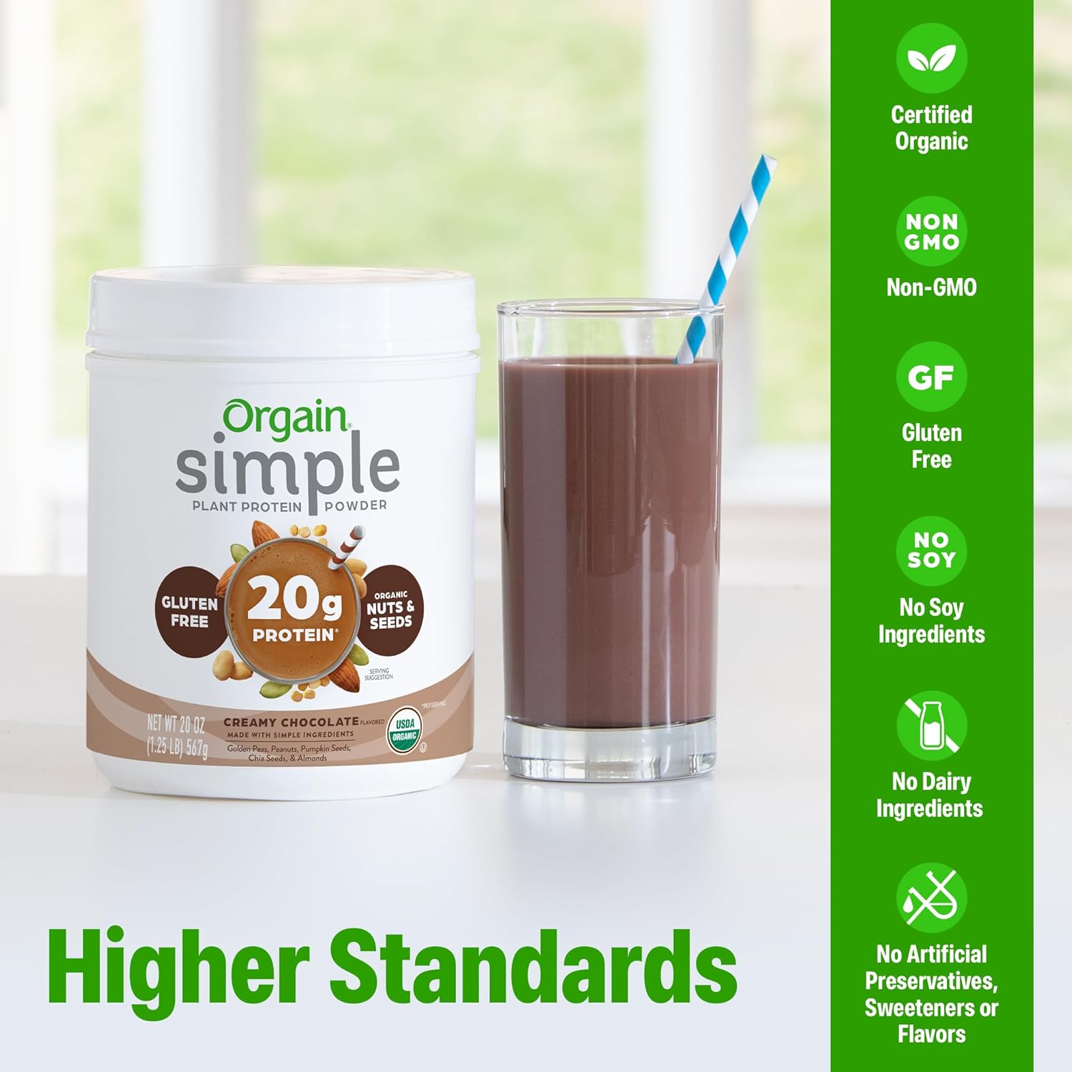 Orgain Organic Simple 20g Vegan Protein Powder, Chocolate, 1.25lb
