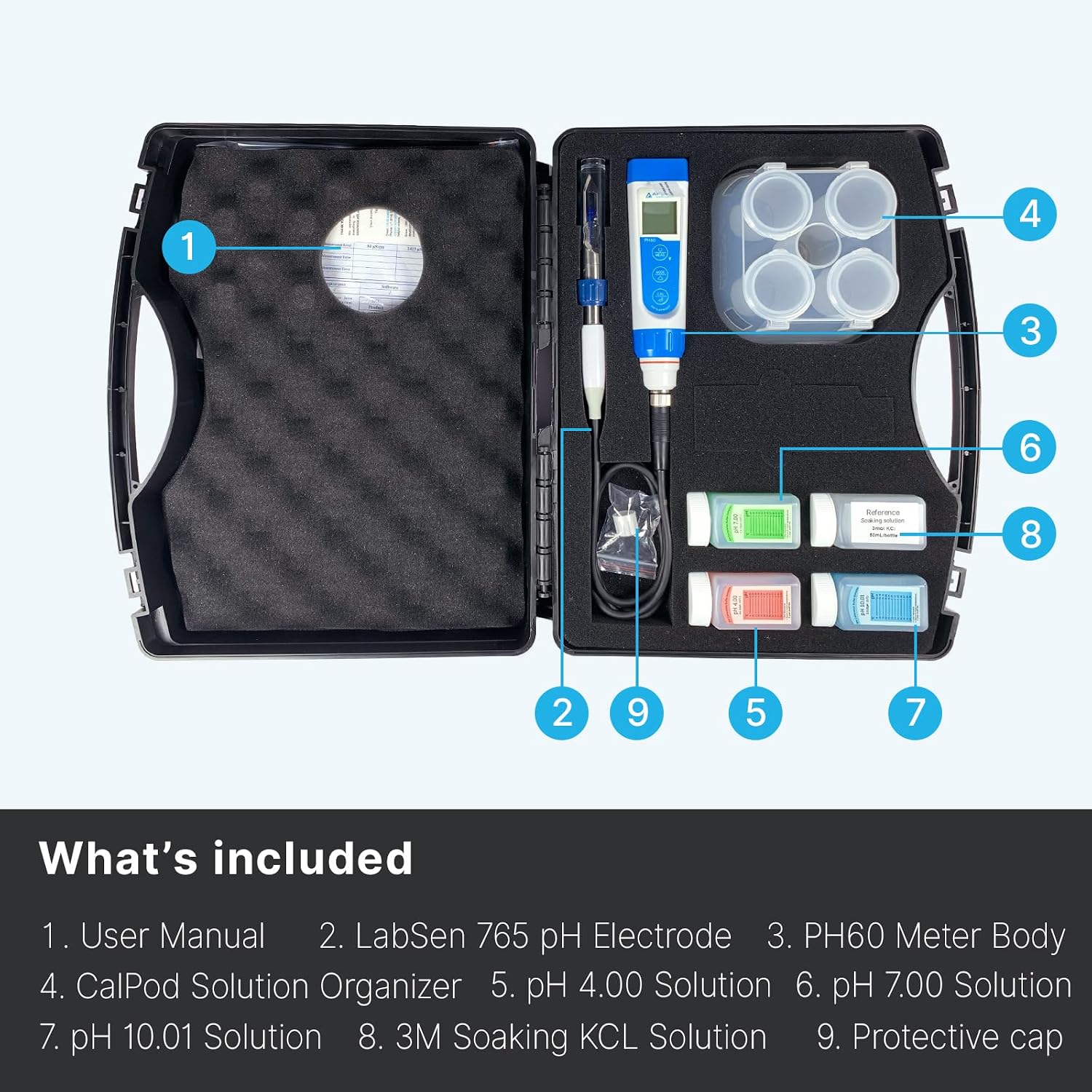 Apera Instruments AI311 Premium Series PH60 Waterproof pH Pocket Tester Kit, Replaceable Probe, ±0.01 pH Accuracy, Lcd display