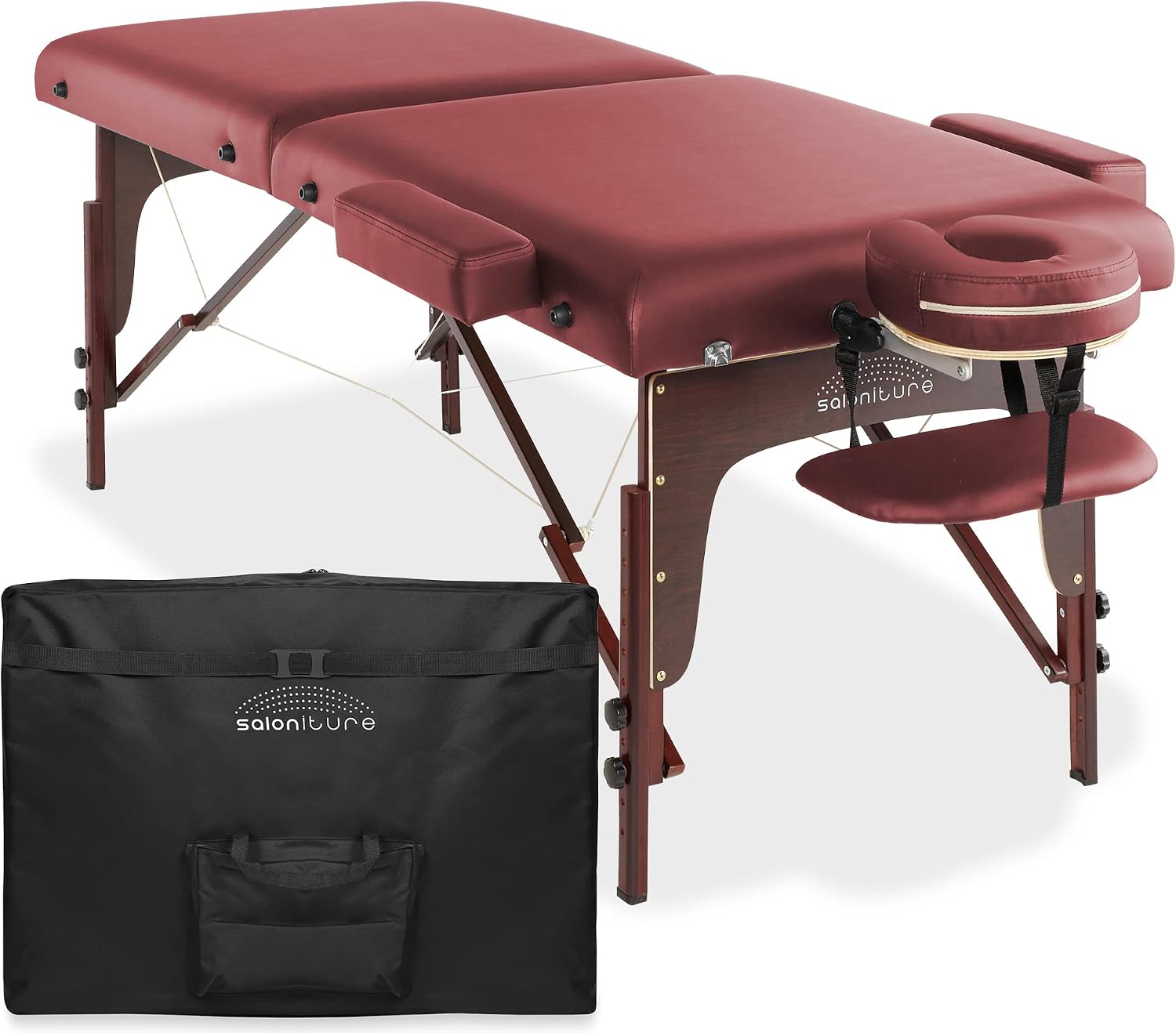 Saloniture Professional Portable Lightweight Bi-Fold Memory Foam Massage Table with Reiki Panels - Includes Headrest, Face Cradle
