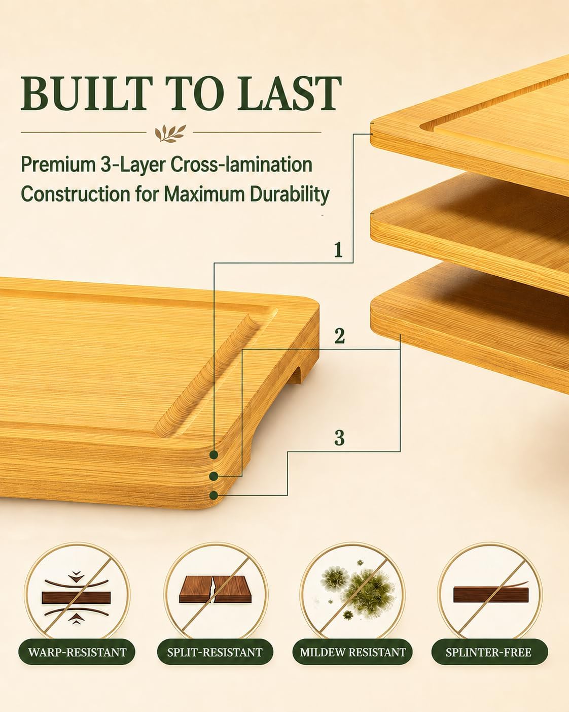 Cutting Boards for Kitchen, Wooden Chopping Board for Meat, Vegetables and Fruit, 18" x 12" XL Deep Carbonized Bamboo Board for Meal Prep, Serving, Daily Cooking and Kitchen Counter
