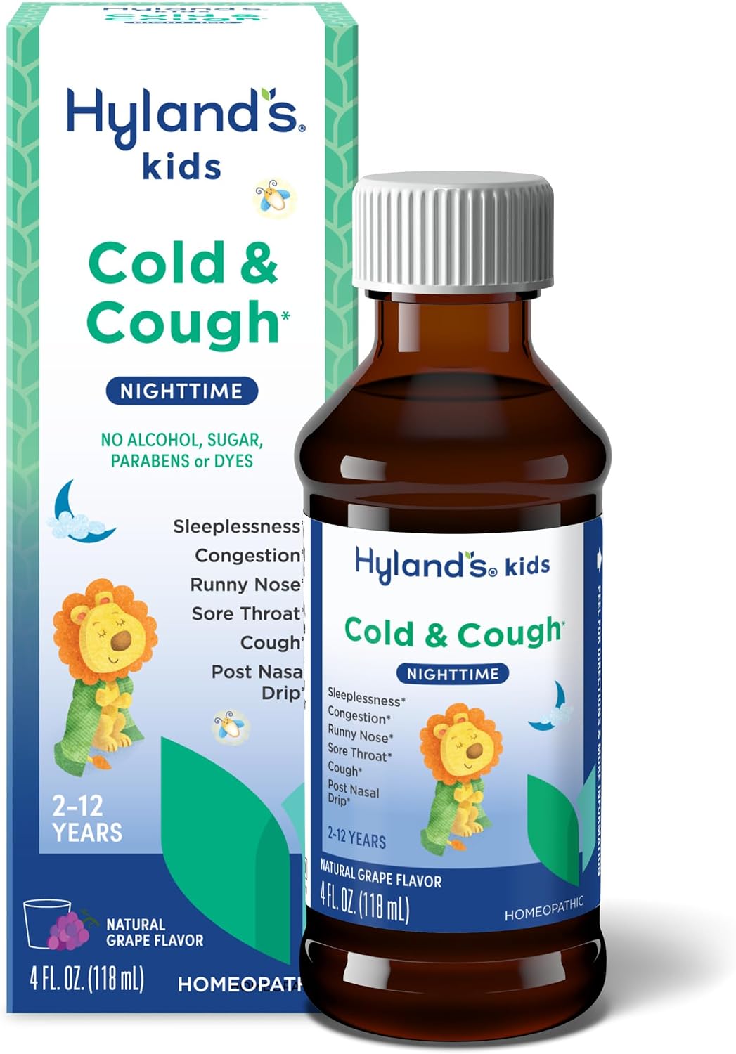 Hyland's Kids Cold and Cough, Day and Night Combo Pack, Cold Medicine for Ages 2 and up, Syrup Cough Medicine for Kids, Nasal Decongestant, 4 Fl Oz (Pack of 2)