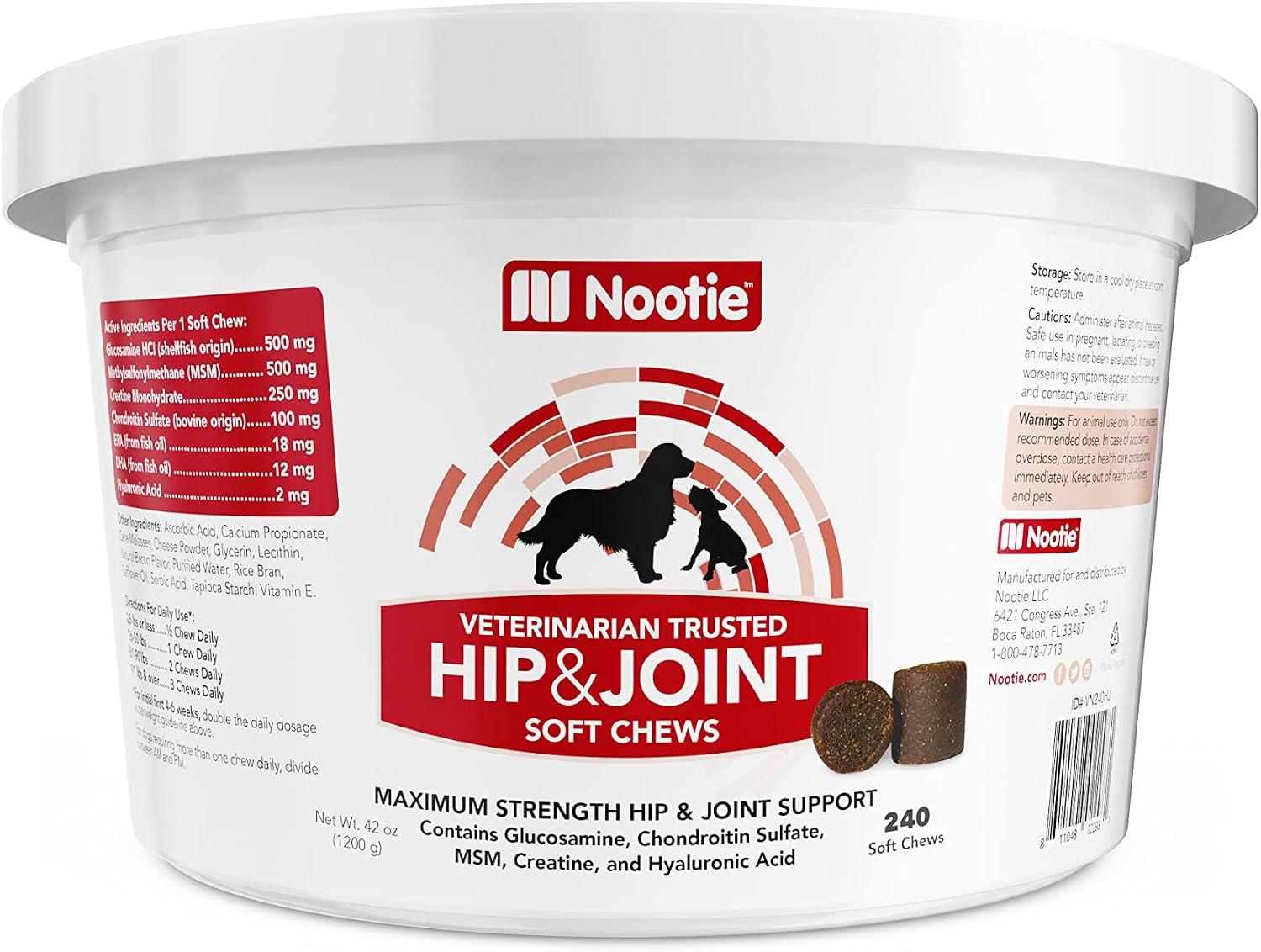 Nootie Maximum Strength Hip & Joint Soft Chews for Dogs - 120 Count