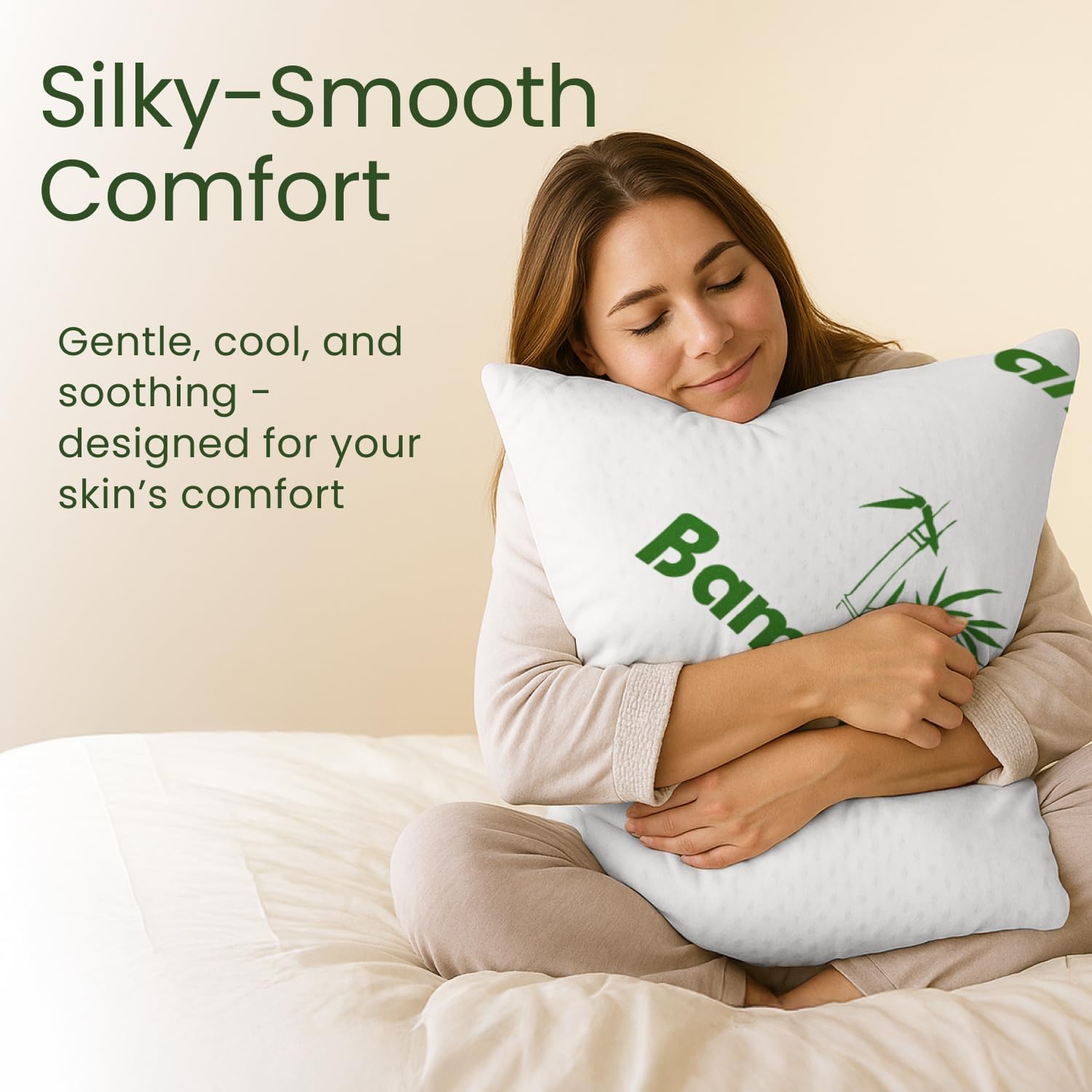 Memory Foam Pillows Queen Size Set of 2 - Cooling Bed Pillows for Sleeping - Back, Stomach, Side Sleeper Firm, Comfy Cool Shredded - 2 Pack, Rayon Derived from Bamboo