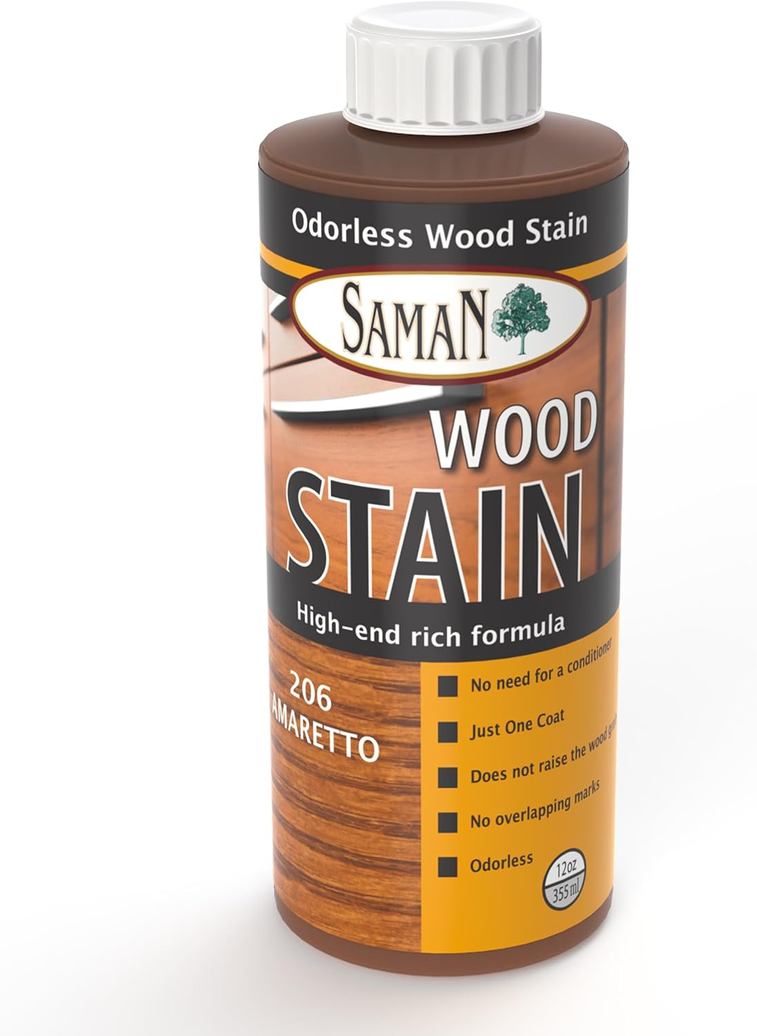 SamaN Interior Water Based Wood Stain - Natural Stain for Furniture, Moldings, Wood Paneling, Cabinets (Antique Walnut TEW-212-12, 12 oz)