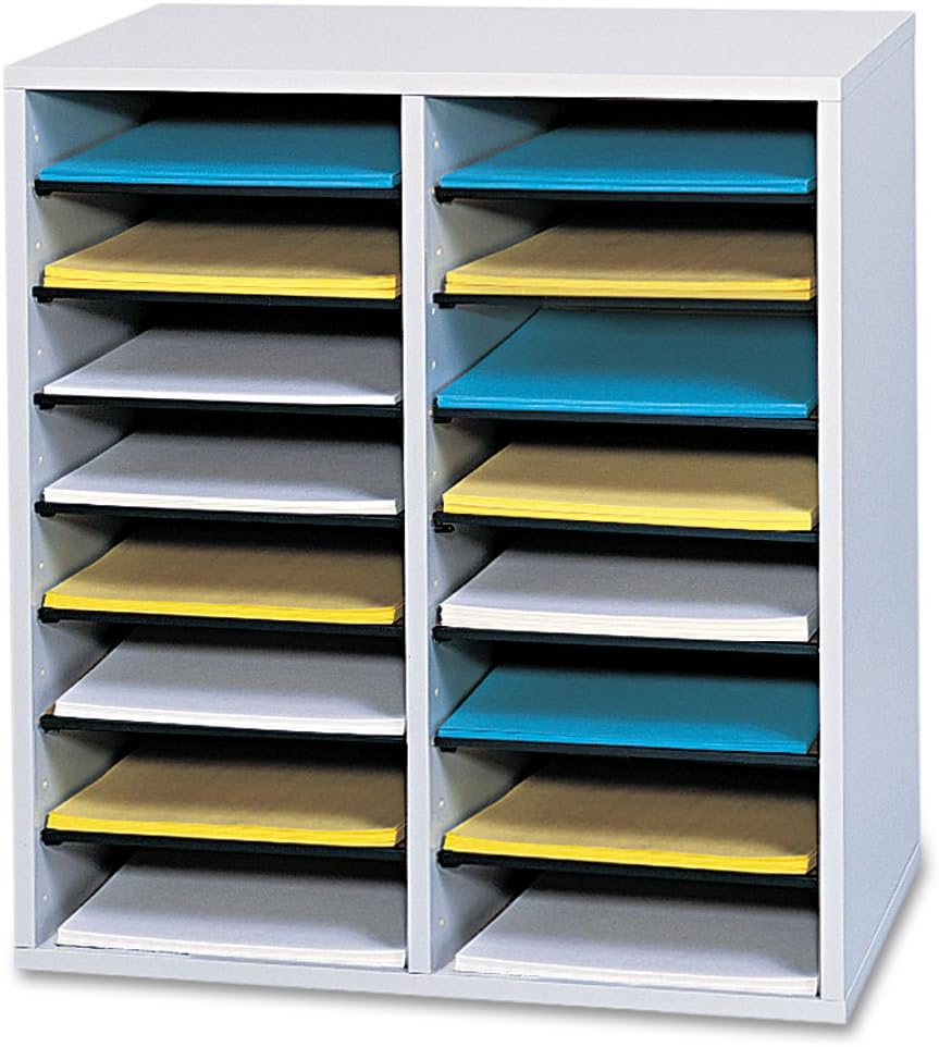 SAF9422GR - Safco 16 Compartments Adjustable Shelves Literature Organizer