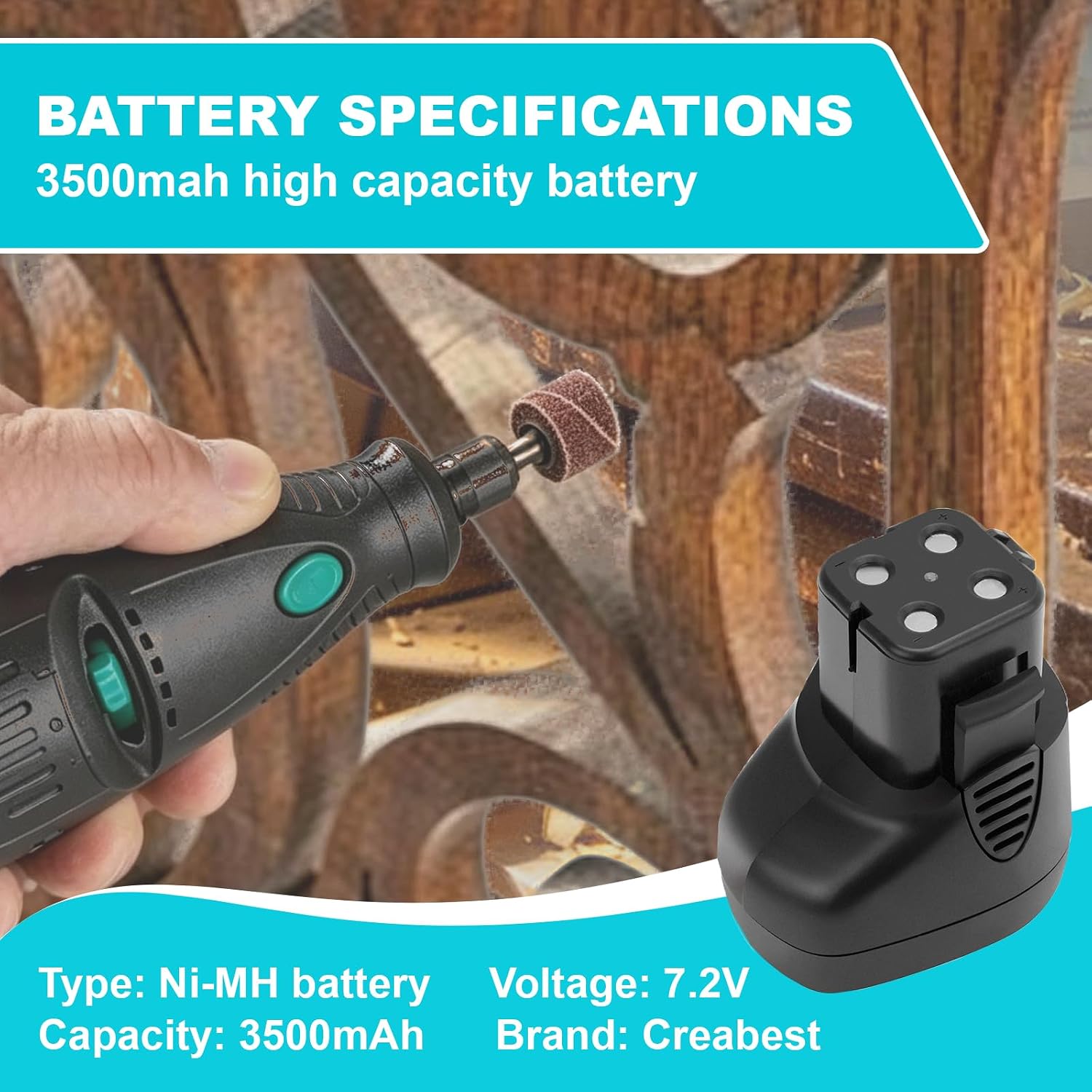 CREABEST 7.2V 3500mAh Ni-MH Battery Compatible with Dremel 757-01 7700 | MultiPro Cordless Rotary Tool Models Replacement for Dremel 7700-01 7700-02