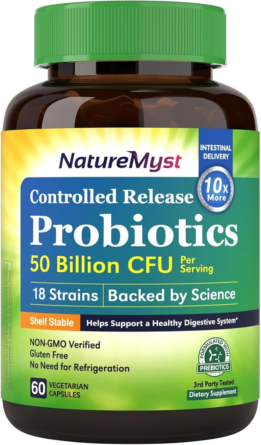 Probiotics 50 Billion per Serving, 18 Probiotic Strains, 60 Veggie Capsules - Non-GMO, Gluten Free