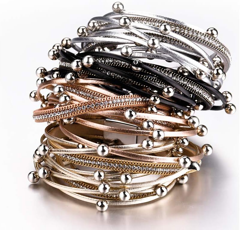 Fesciory Leather Wrap Bracelets for Women, Boho Western Layered Jewelry