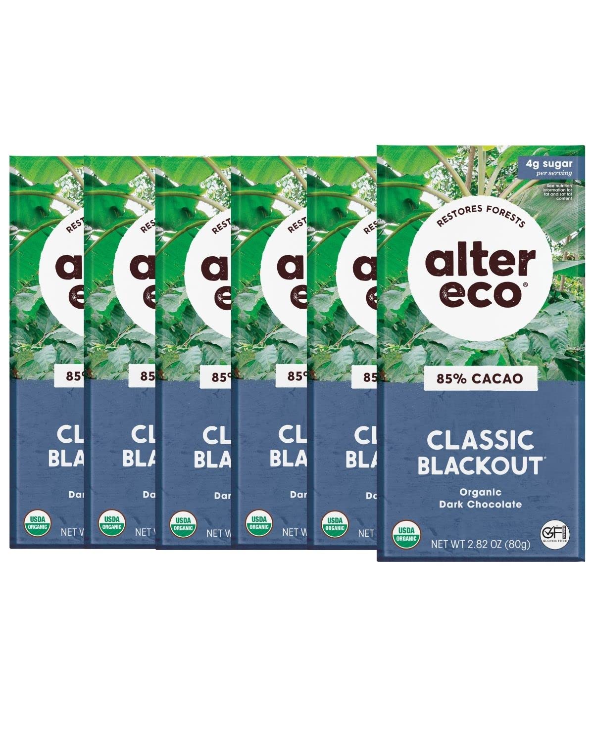 Alter Eco | Classic Blackout | 85% Pure Dark Cocoa, Fair Trade, Organic, Non-GMO, Gluten Free Dark Chocolate Bar, 12 Bars