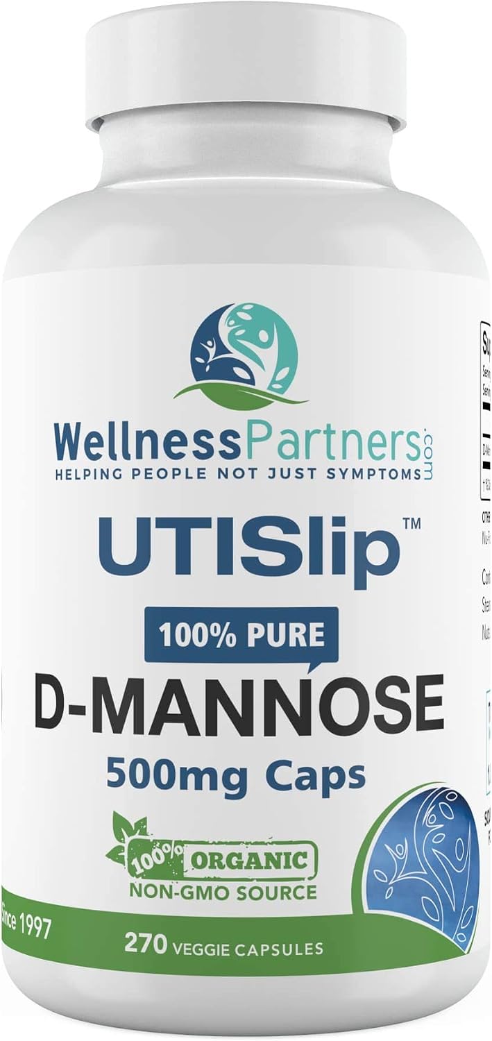 UTI Slip D-Mannose Non GMO Organic Source Veggie Capsules 90 Count (500 Mg)