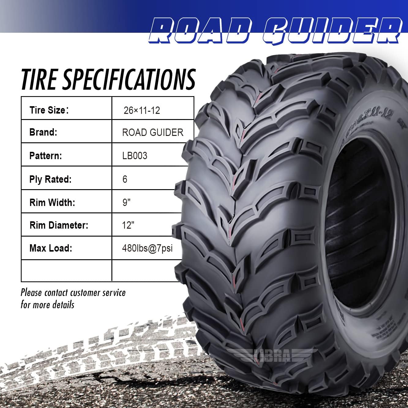 ROADGUIDER ATV Mud Tire 22x10-9 6PR for Honda Recon 250 Suzuki Ozark 250