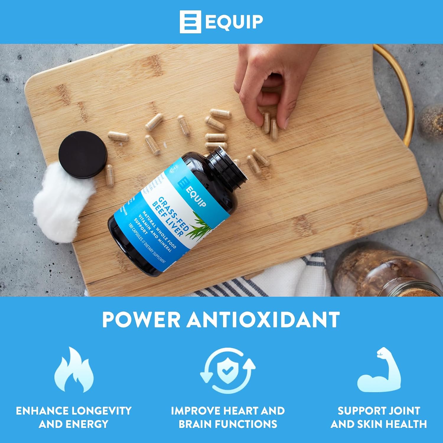 Equip Foods Grass-Fed Beef Liver | Natural Desiccated Beef Liver Supplement | Support Heart Health, Brain Function, Digestion, Metabolism, Immunity