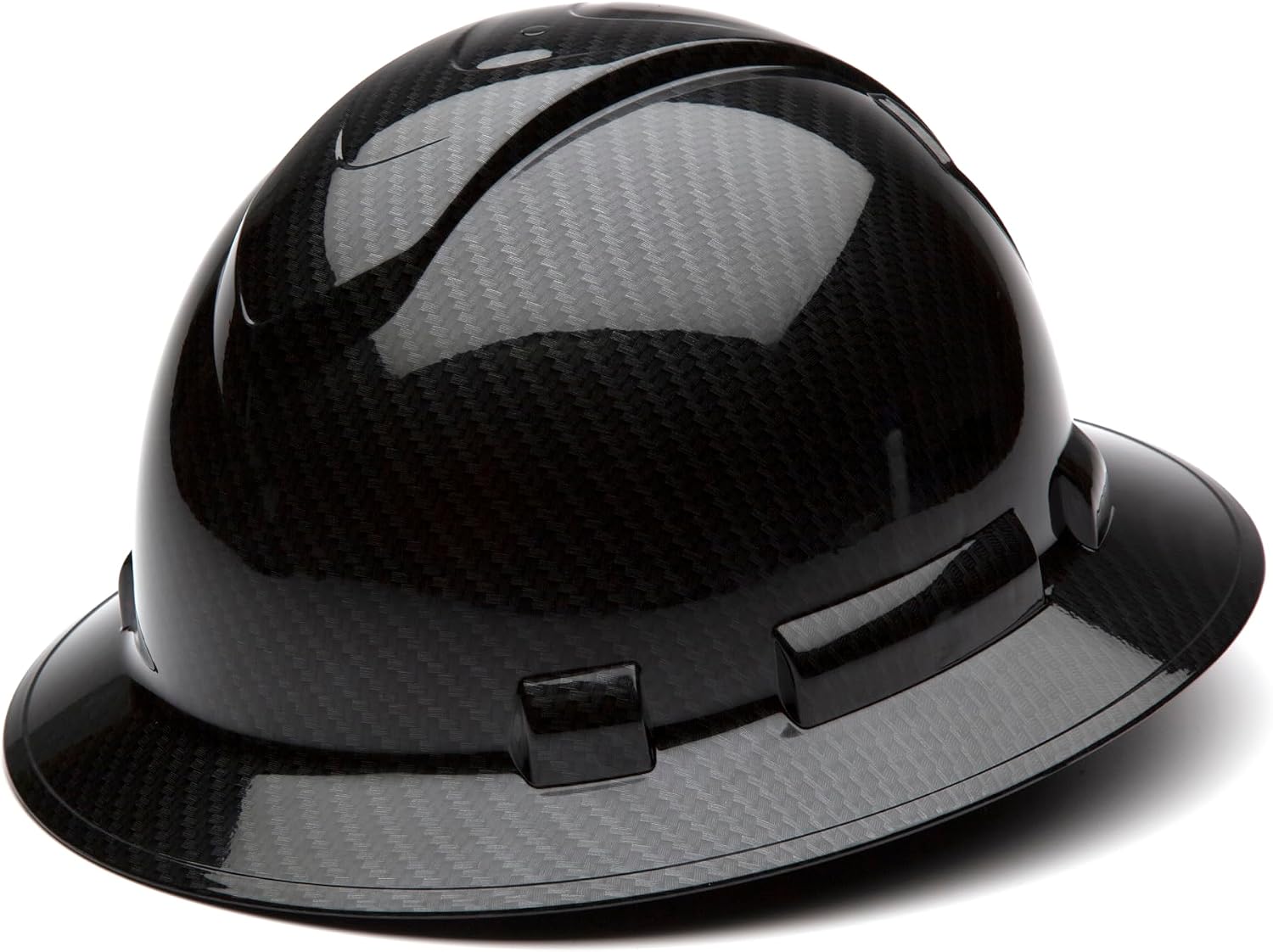 Pyramex Ridgeline Full Brim Hard Hat 4 Point Ratchet White | Full-brim sun & rain protection, HDPE shell, Ratchet suspension, Construction & utility, ANSI Z89.1 Type I Class C/G/E
