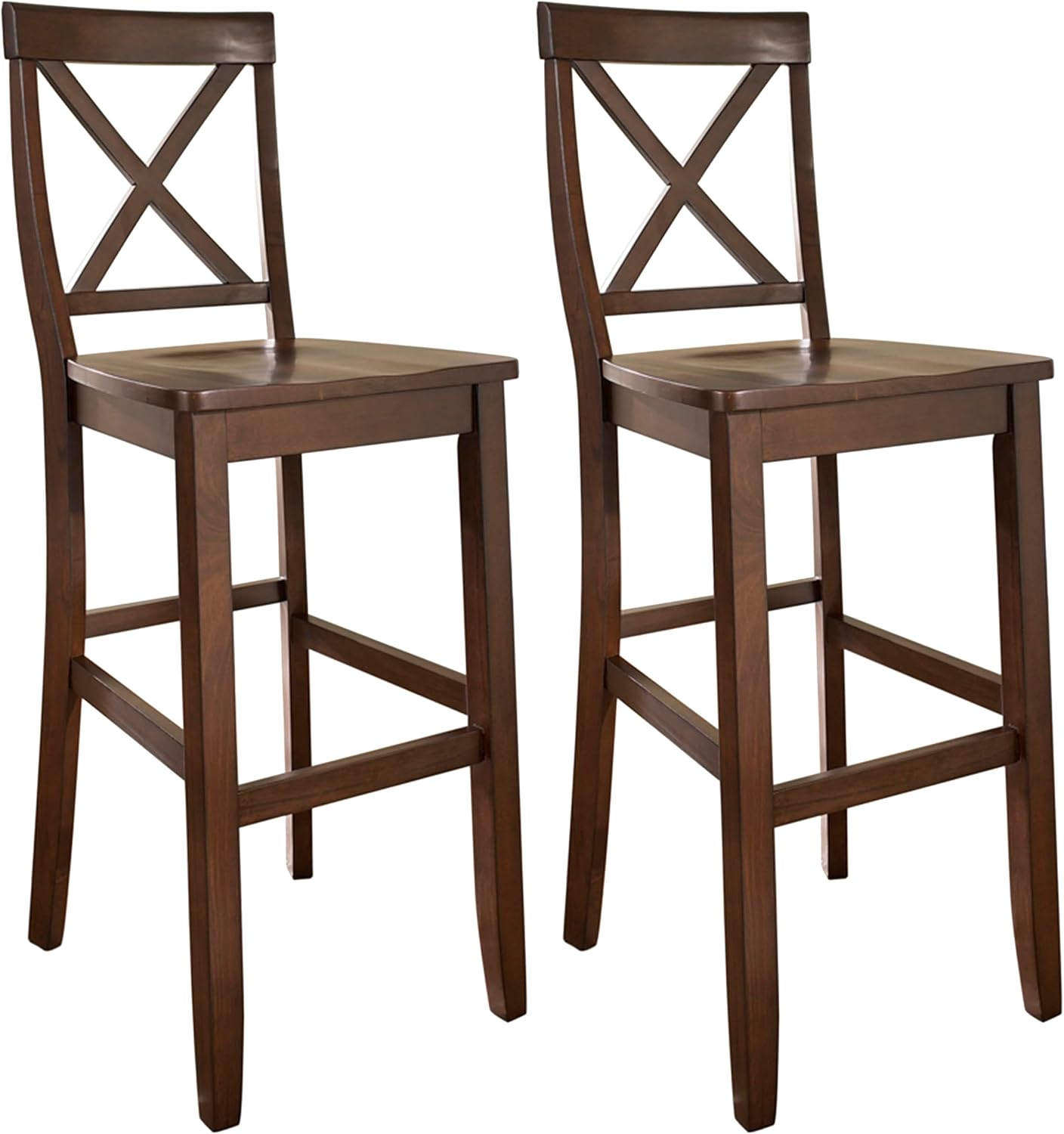 Crosley Furniture X-Back Wood Bar Stools Set of 2, Black, 30-inch