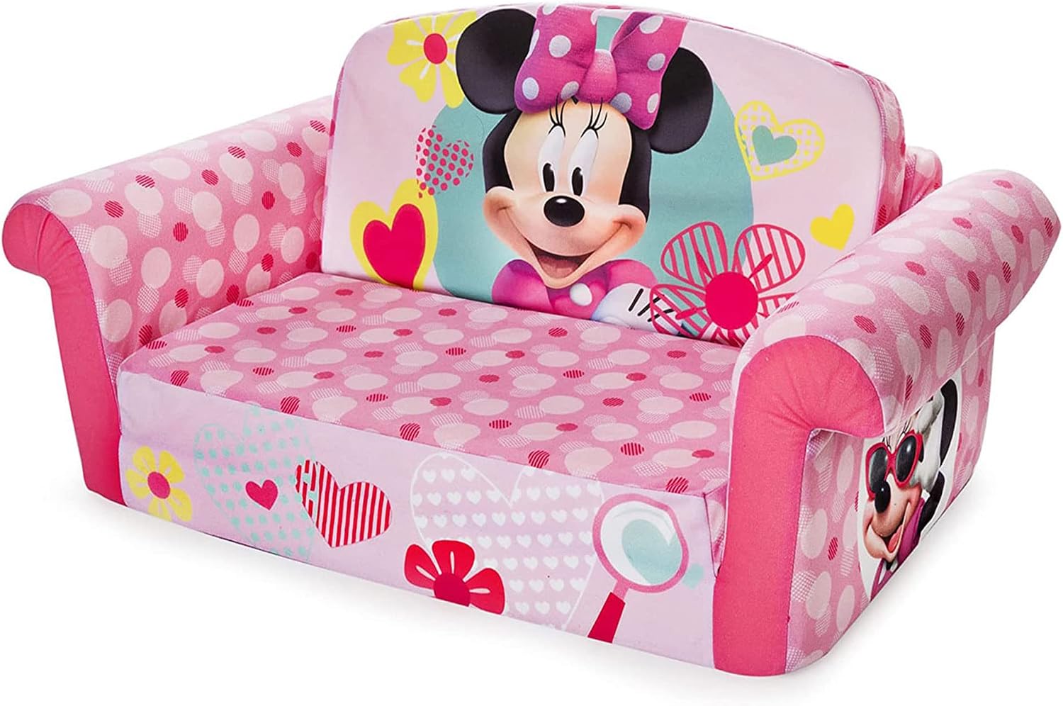 Marshmallow Furniture, Children's 2 in 1 Flip Open Foam Sofa, Minnie Mouse, by Spin Master | Pullout Foam Sleeper for Folding Lounging, Sitting, and Napping for Toddlers & Kids, Bedroom and Playroom Use