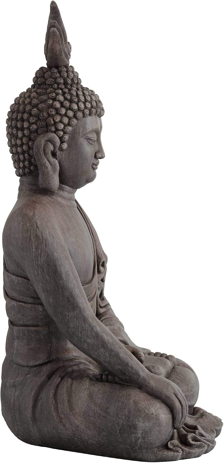 John Timberland Sitting Buddha 29 1/2" High Sandstone Outdoor Statue | Sculpture Zen Asian Japanese Garden Decor Front Porch Patio Yard Outside Home Balcony House Exterior Weathered Light Finish