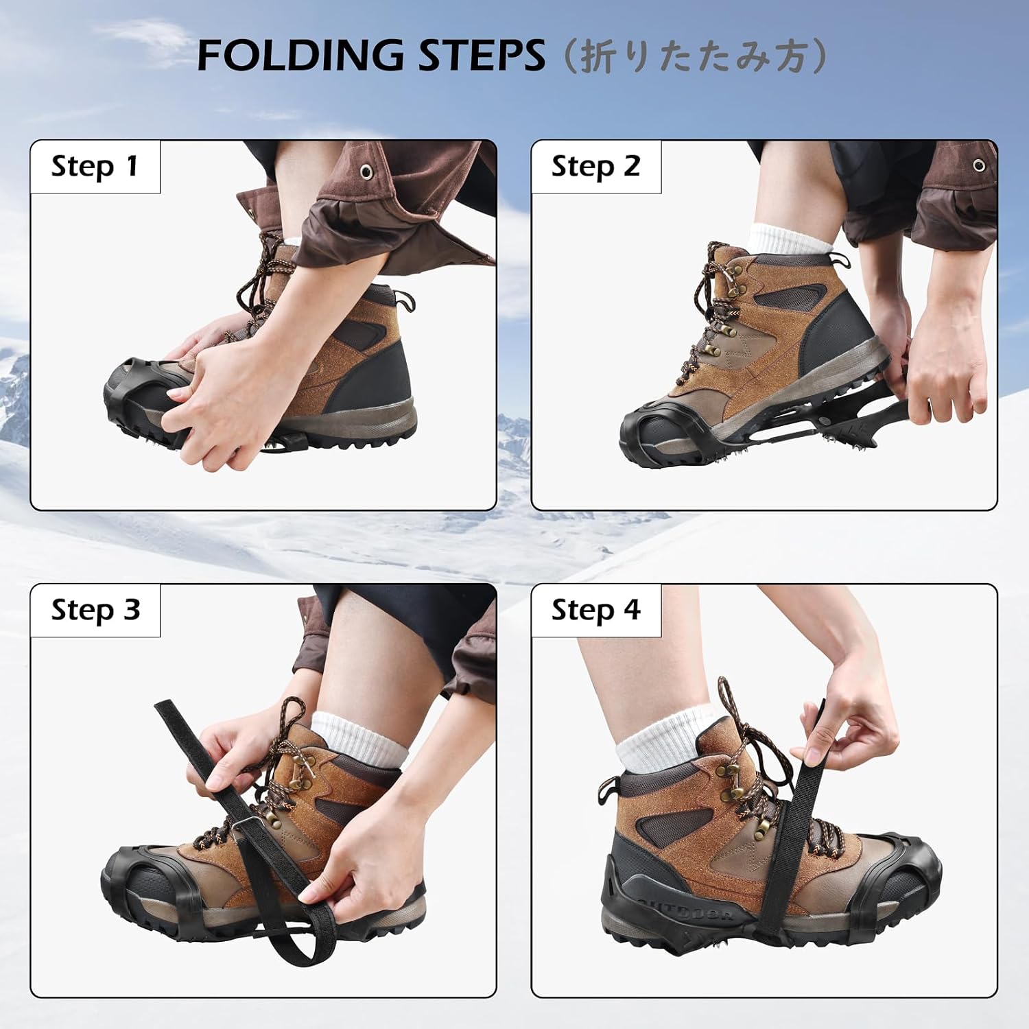 Ice Cleats for Shoes and Boots Anti Slip Ice Grips Snow Crampons Traction Cleats Hiking Fishing Walking Gear